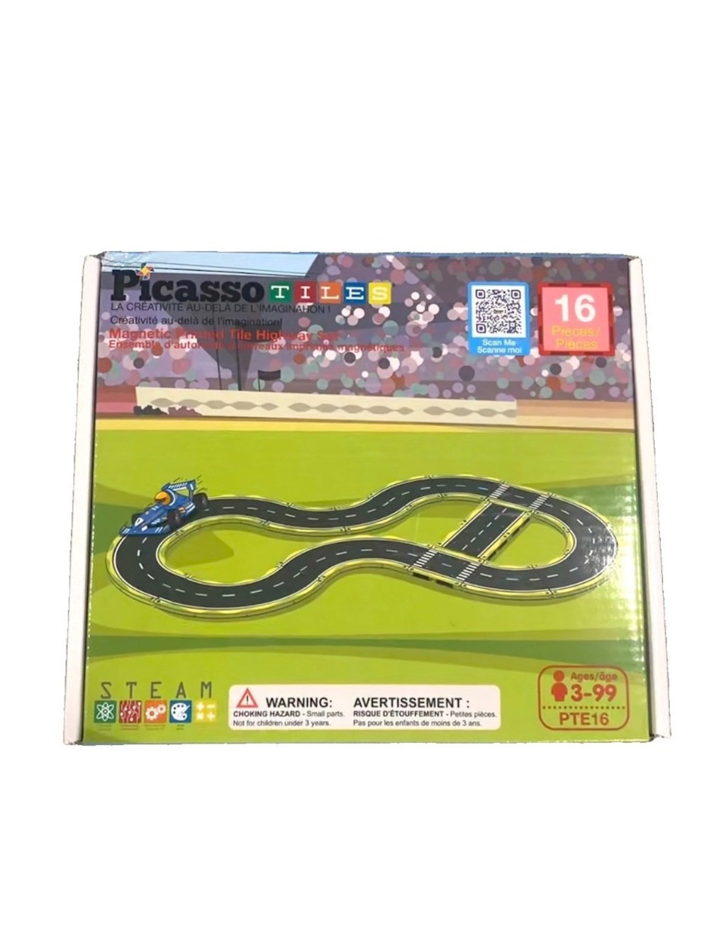 PicassoTiles NEW Magnetic Tile Race Car Track Speed Way Building Set